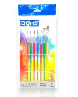 Doms Colourmate Paint Brushes – Flat & Round (Set of 7)